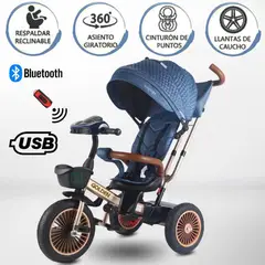 VOYAGE - TRICICLO GUIADOR 3 EN 1 «GOLDEN II NEW COLLECTION» USB AZUL
