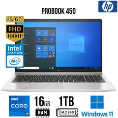 HP - Laptop ProBook 450, Intel core i7-13va Gen. Ram 16GB, SSD 1TB, 15,6" LED FHD, Win 11 Pro