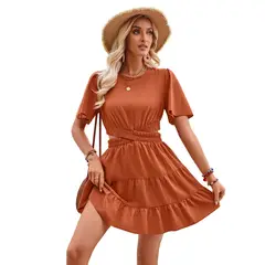 BLWOENS - Vestido casual de verano para mujeres - Marrón
