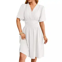BLWOENS - Vestido casual de verano para mujeres - Blanco