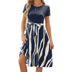 BLWOENS - Vestido casual de verano para mujeres - Azul