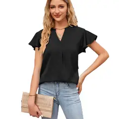 BLWOENS - Camiseta de manga corta de verano para mujeres - Negro