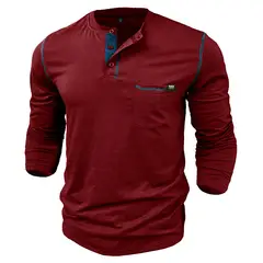 BLWOENS - Camiseta de manga larga para hombres en primavera y otoño - Rojo