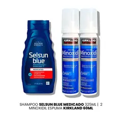 KIRKLAND - Shampoo Selsun Blue Medicado 325ml-2 Minoxidil Espuma