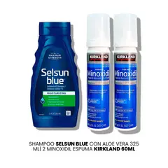 KIRKLAND - Shampoo Selsun Blue Con Aloe Vera 325 ml-2 Minoxidil Espuma