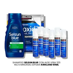 KIRKLAND - Shampoo Selsun Blue Con Aloe Vera 325 ml-6 Minoxidil Espuma