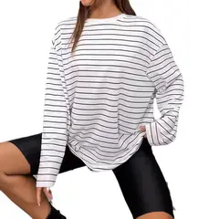 BLWOENS - Camiseta de manga larga de primavera y otoño para mujeres - Blanco