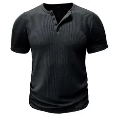 BLWOENS - Camiseta de manga corta de verano para hombres - Negro