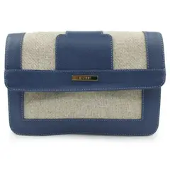 GENERICO - BOLSO MANOS LIBRES DE CUERO AZUL - MUSSI