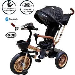 VOYAGE - Triciclo Asiento Giratorio GOLDEN con Tela UV Negro