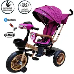 VOYAGE - Triciclo Asiento Giratorio GOLDEN con Tela UV Fucsia