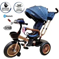 VOYAGE - Triciclo Asiento Giratorio GOLDEN con Tela UV Azul