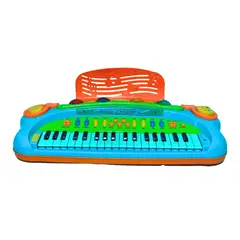 GENERICO - Piano Musical Infantil con Micrófono y Banquito - Celeste