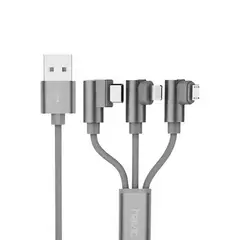 HAVIT - CABLE DE CARGA TRENZADO H638 3 EN 1 CODO GRIS