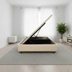 MUEBLES MACRUMO - Box Espacio Tarima reformado 2 Plz + Tela ALPHA (Color Beige)