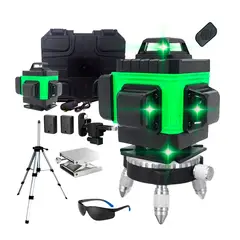 GENERICO - NIVEL LÁSER 16 LÍNEAS 4D VERDE BATERÍA RECARGABLE + TRÍPODE - COMBO