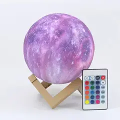 VARIOS - Lámpara Luna Escritorio 3D 16 Colores con Control Remoto y Táctil 15cm
