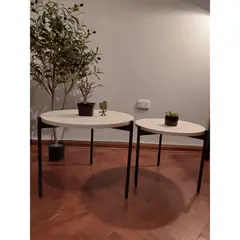 GENERICO - Mesas de centro estilo nido circular industrial manzano