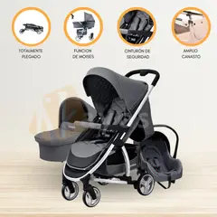 CARESTINO - Coche de Paseo con Accesorios «LONDON» Gris