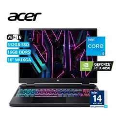 LAPTOP ACER, PREDATOR HELIOS, CORE i5 13500HX, 16GB DDR5, 512GB, RTX 4050 6GB, WUXGA IPS 16", 165HZ