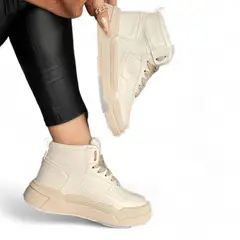 GENERICO - Zapatilla Mujer City Stroll Suela Gruesa 2086L-55 Color Beige