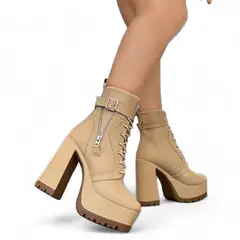 GENERICO - Taco Mujer Plataforma Diamante 2086L-78 Color Beige