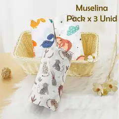 GENERICO - Manta Muselina para Bebé Algodón y Bambú Pack x 3 Unidades