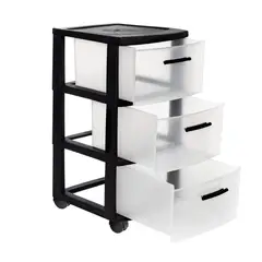 QRUBBER - Cajonera Modelo Eclypse Color Blanco/Negro 3 Niveles - MQ