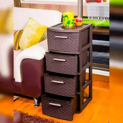 QRUBBER - Cajonera Modelo Infinity Color Café Oscuro 4 Niveles - MQ