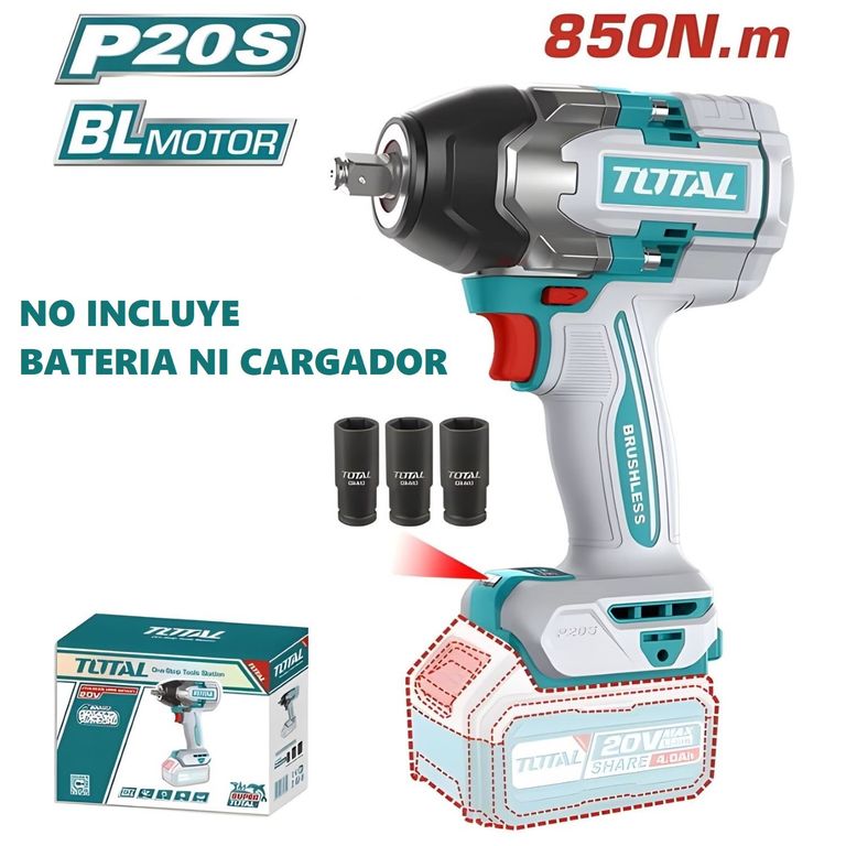 LLAVE DE IMPACTO 20V 850NM MOTOR BL SOLO CABEZAL TOTAL-TIWLI20851