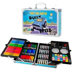 GENERICO - Set de Arte Maleta de Aluminio 145 Piezas carrro