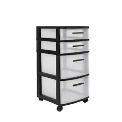 QRUBBER - Cajonera Modular Modelo Eclypse 4 Niveles Color Blanco/Negro - MQ