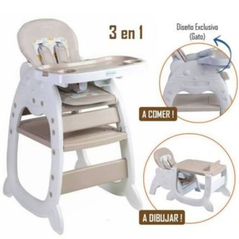 Silla de Comer Gato 3 en 1 Beige