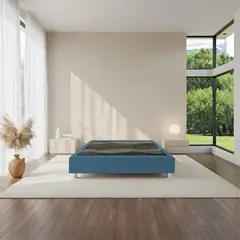 MUEBLES MACRUMO - Box Tarima reforzado y acolchada Queen - Turquesa + Almohada Patas instaladas