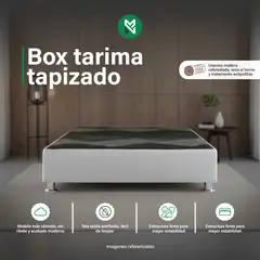 MUEBLES MACRUMO - Box Tarima reforzado y acolchado 2 Plazas - Gris Claro / Inc Almohada