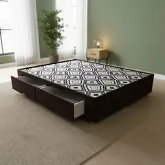 MUEBLES MACRUMO - Box Tarima reforzado y acolchado con cajones laterales 2 Plazas - Color Marrón