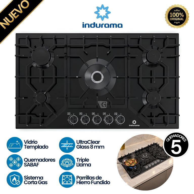 Encimera 5 quemadores a gas EGASI-905CGNE Negro