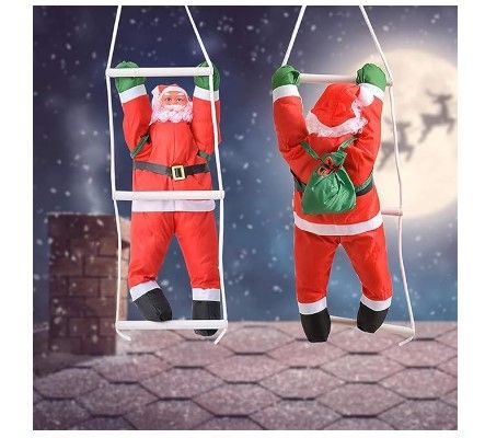 Papá Noel colgante en escalera tendencia navidad