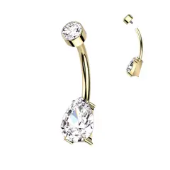 ADR JOYERIA CORPORAL - Piercing Ombligo Zircon Gota Titanio ADR Joyería Corporal