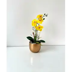 GENERICO - ORQUIDEA AMARILLA BASE DORADA 33X11