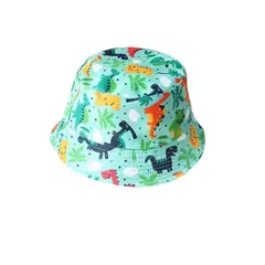 GENERICO - Sombrero Niño Dinosaurio Niña Turquesa Doble Tela Redondo Verde