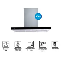 INDURAMA - Campana Isla CEI-90CRTIS Croma 90 cm
