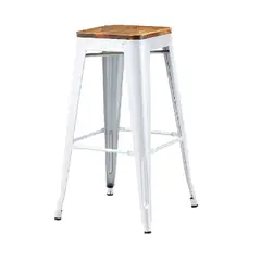 MOBELART - Banco para Bar Cloe con asiento madera Blanco möbelArt