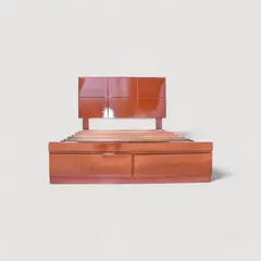 MUEBLES MACRUMO - Cama sabanera de madera pino color cedro con cajones de 1.5 Plz