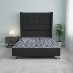 MUEBLES MACRUMO - Cama tapizada Atenas Brazo Recto 2 Plz Negro
