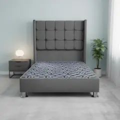MUEBLES MACRUMO - Cama tapizada Atenas Brazo Recto 2 Plz Gris Plata
