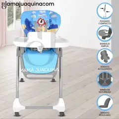 BABY - Silla de Comer «SWINTON» con Ruedas Edición Limitada Blue