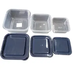 GENERICO - Tuppers cuadrado contenedor de alimentos 3 tapers diferentes tamaños