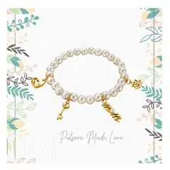 ESIKA - Pulsera Much Love Perlas y Dijes con Baño de24k - con Cristales