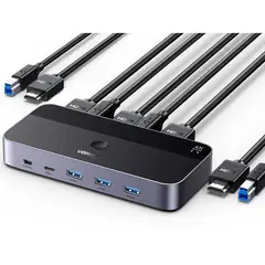UGREEN - Conmutador KVM 2x HDMI USB-C 3.0, 4 puertos USB 4K@60Hz CM664 15707